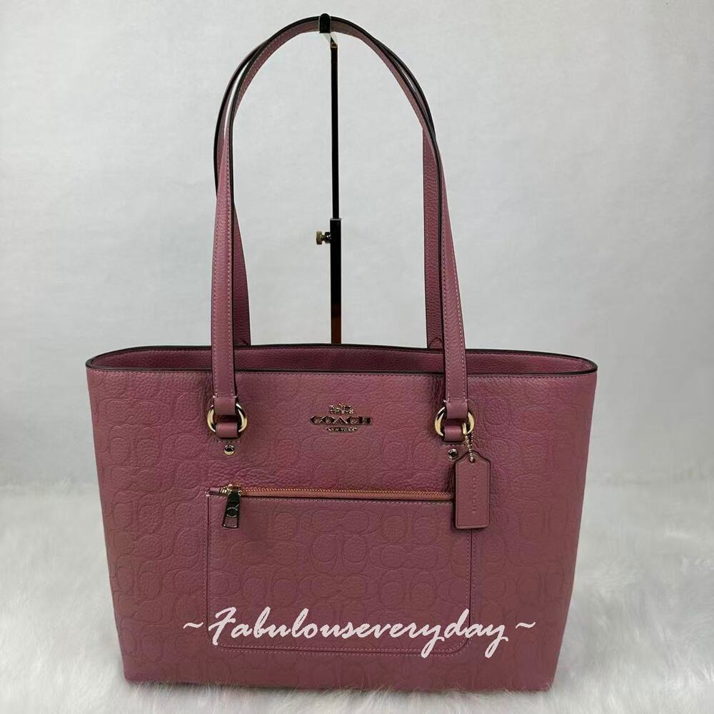 Coach Station Tote Bag Shoulder Bag In Signature Leather Gold/Peony CDL99 NWT
